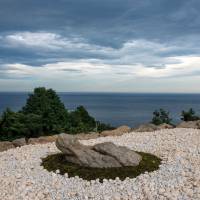 The \"turtle stone\" at artist Hiroshi Sugimoto\'s Enoura Observatory in Kanagawa Prefecture. | ROB GILHOOLY