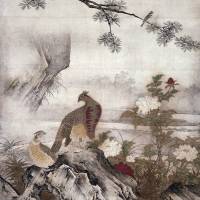 One of the eight hanging scrolls of \"Flowers and Birds of the Four Seasons\" (Important Cultural Property) by Kano Motonobu | DAISENIN TEMPLE, KYOTO