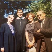 The Meschery family, Tom (second from left) with his parents Maria and and Nicholas and sister Ann, are seen in June 1961 at Tom\'s graduation from Saint Mary\'s College in Moraga, California. | TOM MESCHERY