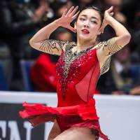 Rika Hongo competes in the short program at Skate Canada on Friday. Hongo is in sixth place going into Saturday\'s free skate. | SERGEI BELSKI / USA TODAY / VIA REUTERS