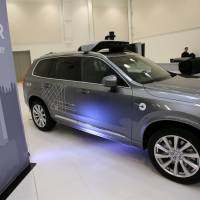Uber\'s Volvo XC90 self-driving car is shown during a demonstration of self-driving automotive technology in Pittsburgh in 2016. | REUTERS