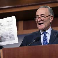 Senate Minority Leader Sen. Chuck Schumer speaks on Capitol Hill in Washington Thursday about the Republican tax reform plan. | AP