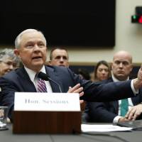 U.S. Attorney General Jeff Sessions testifies before a House Judiciary Committee hearing on oversight of the Justice Department on Capitol Hill in Washington Tuesday. | REUTERS