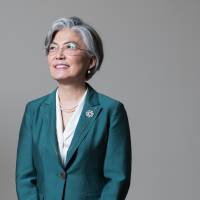 South Korean Foreign Minister Kang Kyung-wha poses for a photograph following an interview on the sidelines of the Asia-Pacific Economic Cooperation (APEC) summit in Da Nang, Vietnam, on Nov. 11. Kang is the country\'s first female foreign minister. | BLOOMBERG