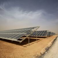 A general view shows part of a new &#8364;15 million solar plant, funded by the German government, that emits some 12.9 megawatts during its official inauguration at the Zaatari refugee camp on Monday in Jordan. | AFP-JIJI