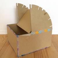 Asuka Kamiya plans to sell cardboard trial kits, to create her patented can recycling bin, from April. | COURTESY OF TOYOAKI KAMIYA / VIA CHUNICHI SHIMBUN