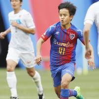 Takefusa Kubo has appeared for FC Tokyo in a J. League Cup game and also for the club\'s Under-23 team in J3. | KYODO