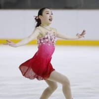 Rika Kihira captured the women\'s title at the Japan Junior Championships on Sunday at Gunma Ice Arena. | KYODO