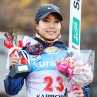 Ski jumper Sara Takanashi wins the women\'s title at the Ito Cup on Saturday in Sapporo. | KYODO