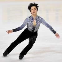 Shoma Uno competes in the short program at the Internationaux de France in Grenoble on Friday night. | AFP-JIJI