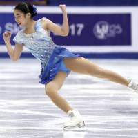 Mai Mihara competes in Saturday\'s free skate at the Cup of China. Mihara placed fourth overall in her first Grand Prix event of the season. | AP