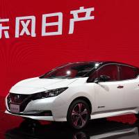 Nissan Motor Co.\'s Leaf electric vehicle is seen at the Guangzhou International Motor Show in Guangzhou, China in November. | KYODO