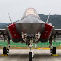 A U.S. Air Force F-35A stealth fighter jet, manufactured by Lockheed Martin Corp., is seen on display at the Seoul International Aerospace &amp; Defense Exhibition (ADEX) at Seoul Airport in Seongnam, South Korea, on Oct. 16. | BLOOMBERG