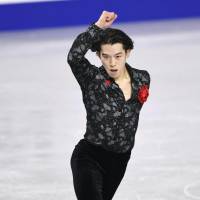 Takahito Mura performs his short program at the national championships on Friday night. Mura sits in third place with 85.53 points. | KYODO