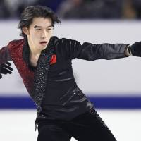 Takahito Mura skates on Sunday at the All-Japan Championships. Mura finished the competition in third place. | KYODO