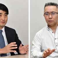 Tomotaka Goji, managing partner and president of venture capital firm The University of Tokyo Edge Capital Co., has great confidence in Japanese startups. Right: Toshio Nawa, executive director and senior security analyst at Cyber Defense Institute, Inc., stresses the necessity to further strengthen cybersecurity efforts. | YOSHIAKI MIURA