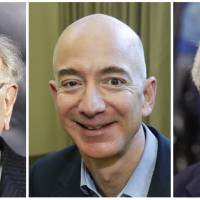 Business titans (from left) Warren Buffett, Jeff Bezos and Jamie Dimon are teaming up to create a health care company announced Tuesday that is \"free from profit-making incentives and constraints.\" | AP