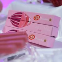 Ruby chocolate KitKats, produced by Nestle SA, are displayed during a media event in Tokyo on Thursday. | BLOOMBERG