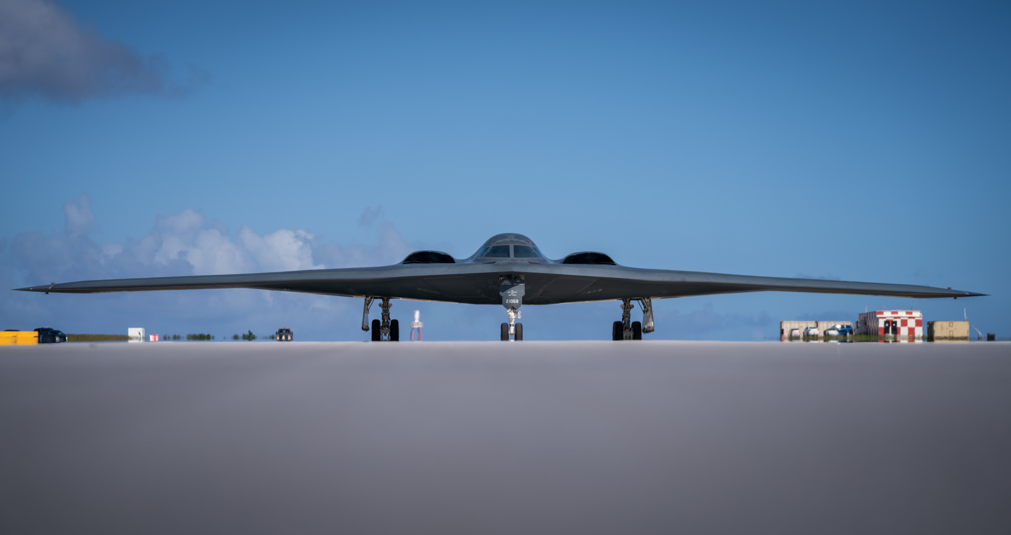 A B-2 stealth bomber Spirit taxis on the runway at Andersen Air Force Base on the U.S. territory of Guam on Jan. 8. | PACIFIC AIR FORCES PUBLIC AFFAIRS