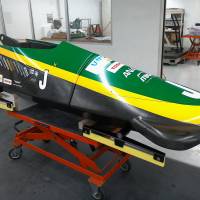A two-woman bobsled is supplied to Jamaica by a group of independent-factory workers in the shitamachi working class area of Tokyo. | KYODO