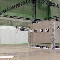 A drone fitted with stereo fisheye lens navigates the inside of a building during tests. | RICOH, THE UNIVERSITY OF TOKYO AND BLUE INNOVATION