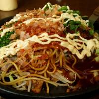 Eels and things: Anago okonomiyaki at Oshokujidokoro Yosakoi. | ANGELES MARIN CABELLO