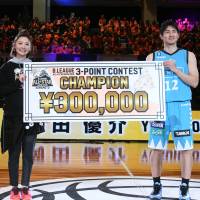 Kyoto\'s Yusuke Okada solidified his reputation as a potent perimeter marksman by winning the 3-Point Contest on Sunday. | B. LEAGUE