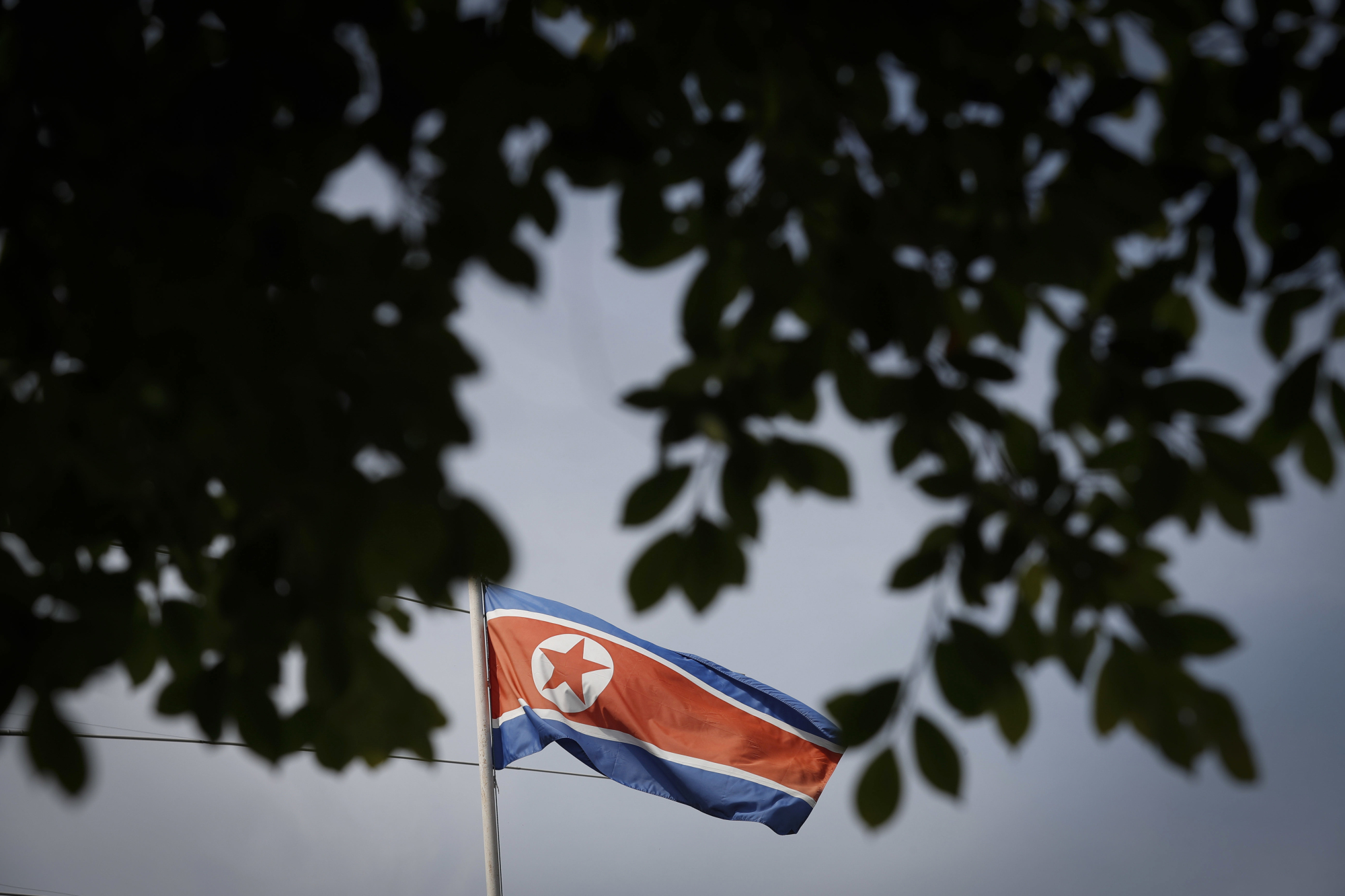 North Korea's flag flutters at the North Korean Embassy in Kuala Lumpur, Malaysia, in March 2017. | AP
