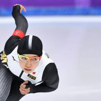 Nao Kodaira competes in the women\'s 1,000m speed skating event at the Gangneung Oval on Wednesday. | AFP-JIJI