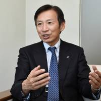 Rohto Pharmaceutical Co. Chairman and Chief Executive Officer Kunio Yamada speaks during an interview at the company\'s office in Tokyo on Feb. 8. | YOSHIAKI MIURA