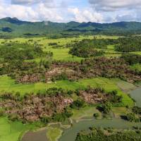 This photo taken in October shows the remains of burnt villages near Maungdaw in Northern Rakhine State. | SCENE BY MARION THIBAUT WITH ALEXANDRE MARCHAND / VIA AFP-JIJI