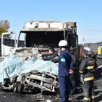 A truck driver who caused a fatal pileup in November while using a smartphone on an expressway in Taga, Shiga Prefecture, was given a harsher sentence than prosecutors sought on Monday. | KYODO