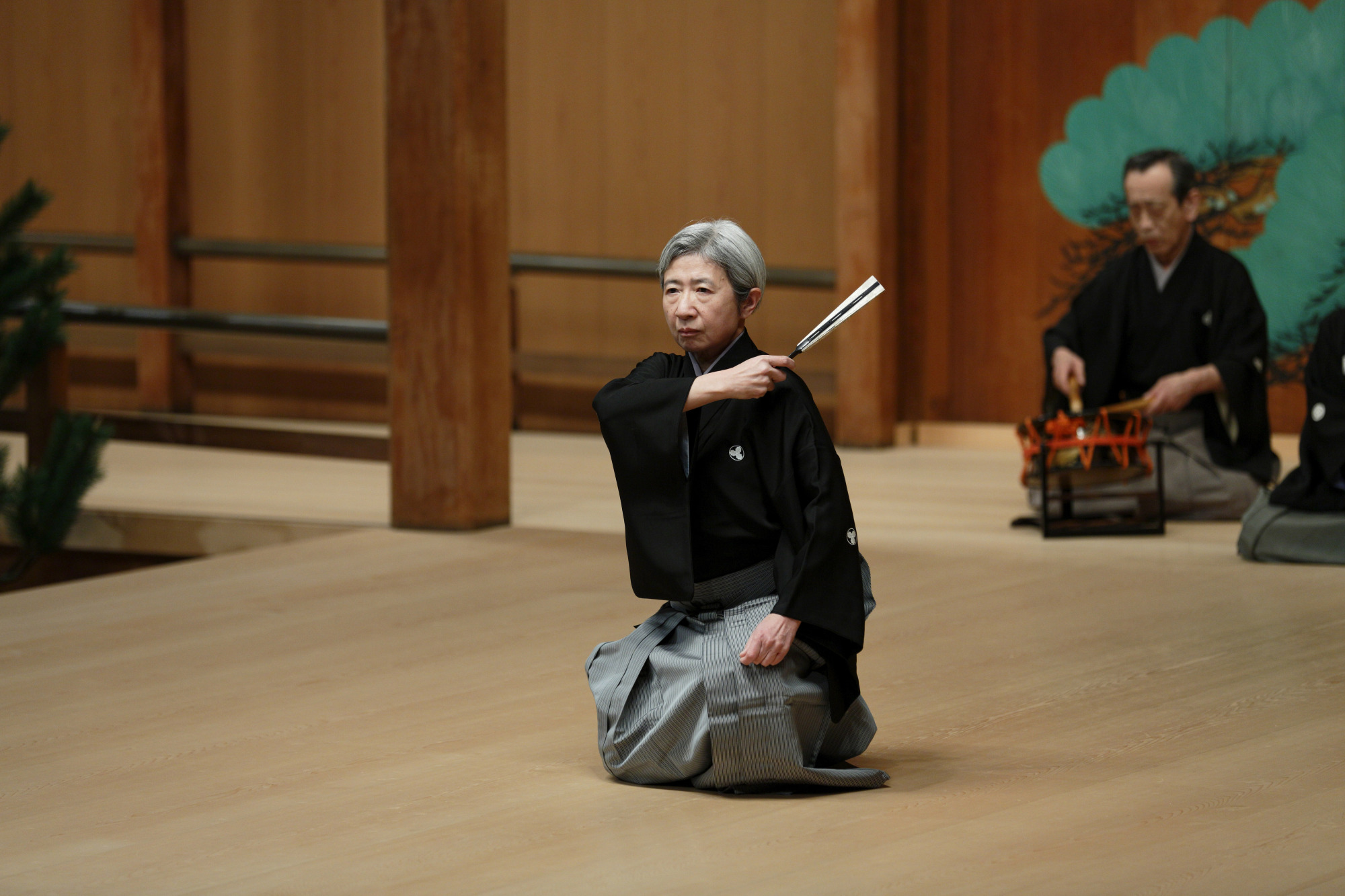 Carrying on tradition: Hisa Uzawa performs without a mask in a scene from 'Kazuraki.' She has been steeped in Japanese arts from a young age, recalling that if a Western program came on in her house, her father would turn it off. | SHIGERU HAFUKA