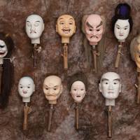 Bunraku kashira puppet heads | MATERIALS AND IMAGE ARE PROPERTY OF THE TSUBOUCHI MEMORIAL THEATRE MUSEUM, WASEDA UNIVERSITY.