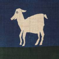 Curtain with goat design, stencil dyeing, hemp (1970s) by Samiro Yunoki | MICHIKO KON