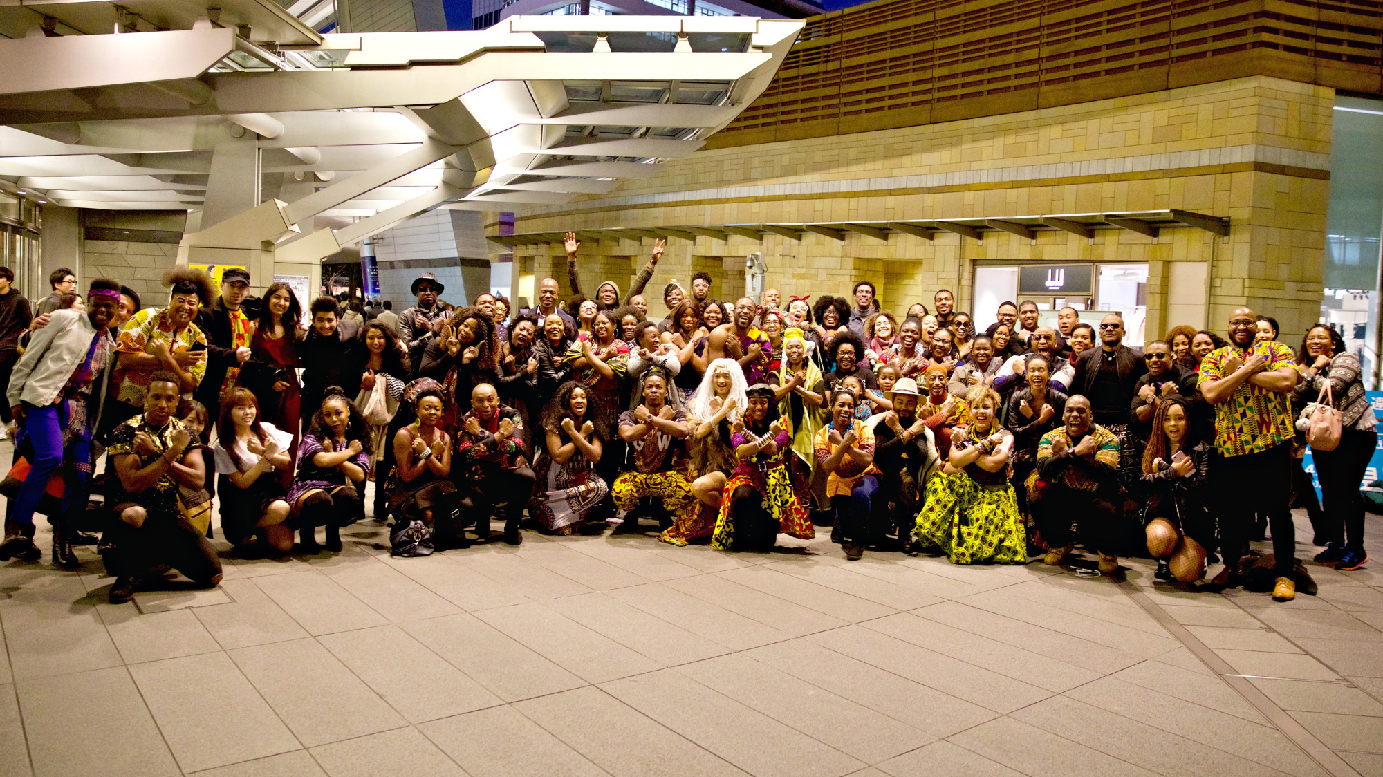 Wakandan delegation: Moviegoers assemble at Roppongi Hills in Tokyo on March 3 for a 'Black Panther' viewing party. | ALEKSANDER DRAGICEVIC