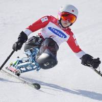 Momoka Muraoka competes in the women\'s giant slalom at the Pyeongchang Paralympics on Wednesday. She won the gold medal. | KYODO
