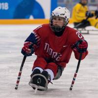 Norway\'s Lena Schroeder is the second woman to compete in ice hockey at the Paralympic Games. | REUTERS