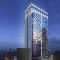 This drawing shows the building that will house Bulgari Hotels &amp; Resorts\' first lodging in Japan. It is scheduled to open near JR Tokyo Station by the end of 2020. | KYODO
