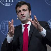 Heath Tarbert, assistant secretary for international markets and investment policy at the U.S. Treasury, speaks during a panel discussion at the Institute of International Finance (IIF) policy summit in Washington on Thursday. | BLOOMBERG