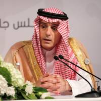 Saudi Foreign Minister Adel Al-Jubeir speaks during a news conference after the 29th Arab Summit in Dhahran, Saudi Arabia, Sunday. | REUTERS