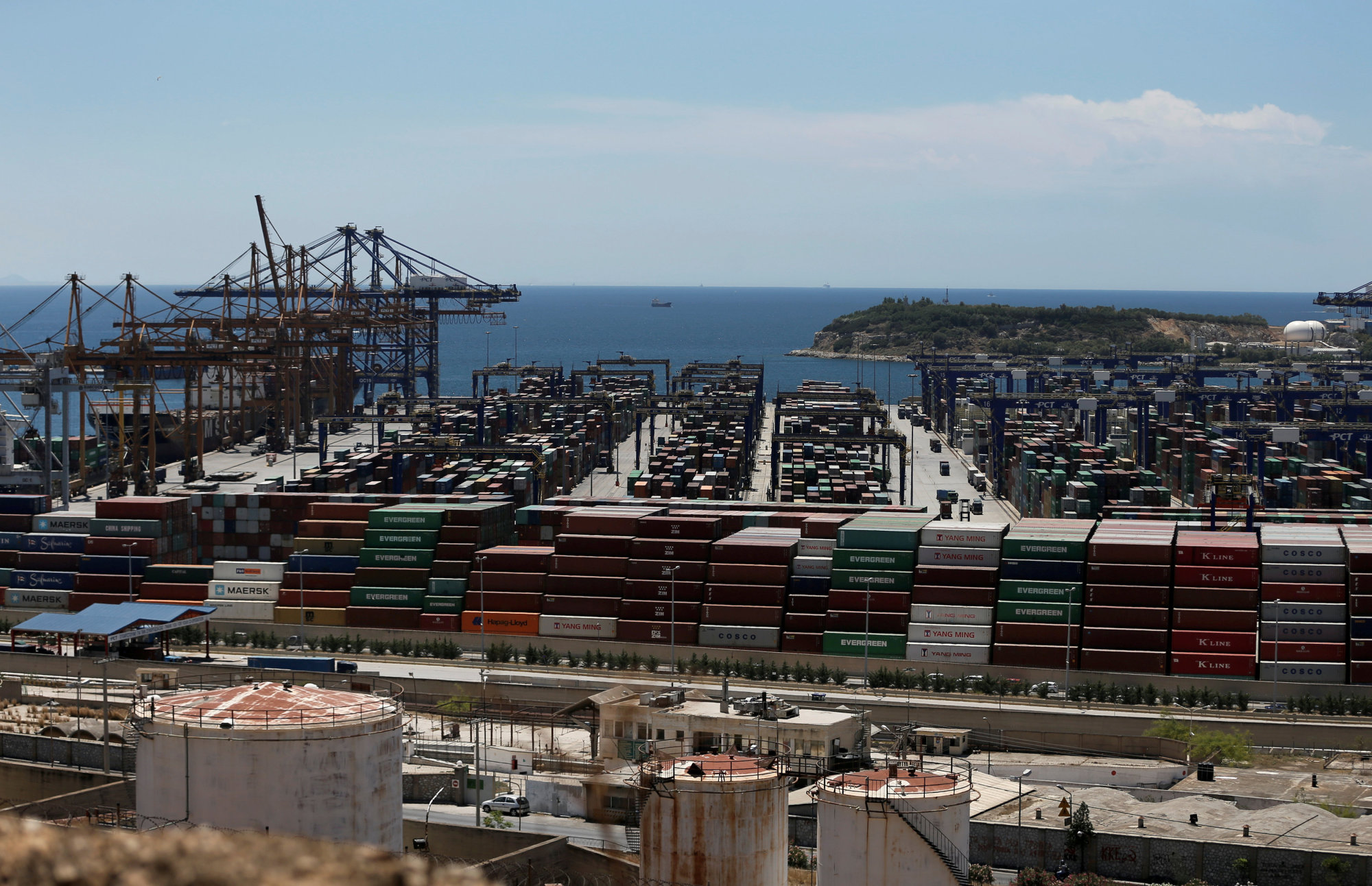 The container terminal at Piraeus, near Athens, is seen in June 2016. | REUTERS