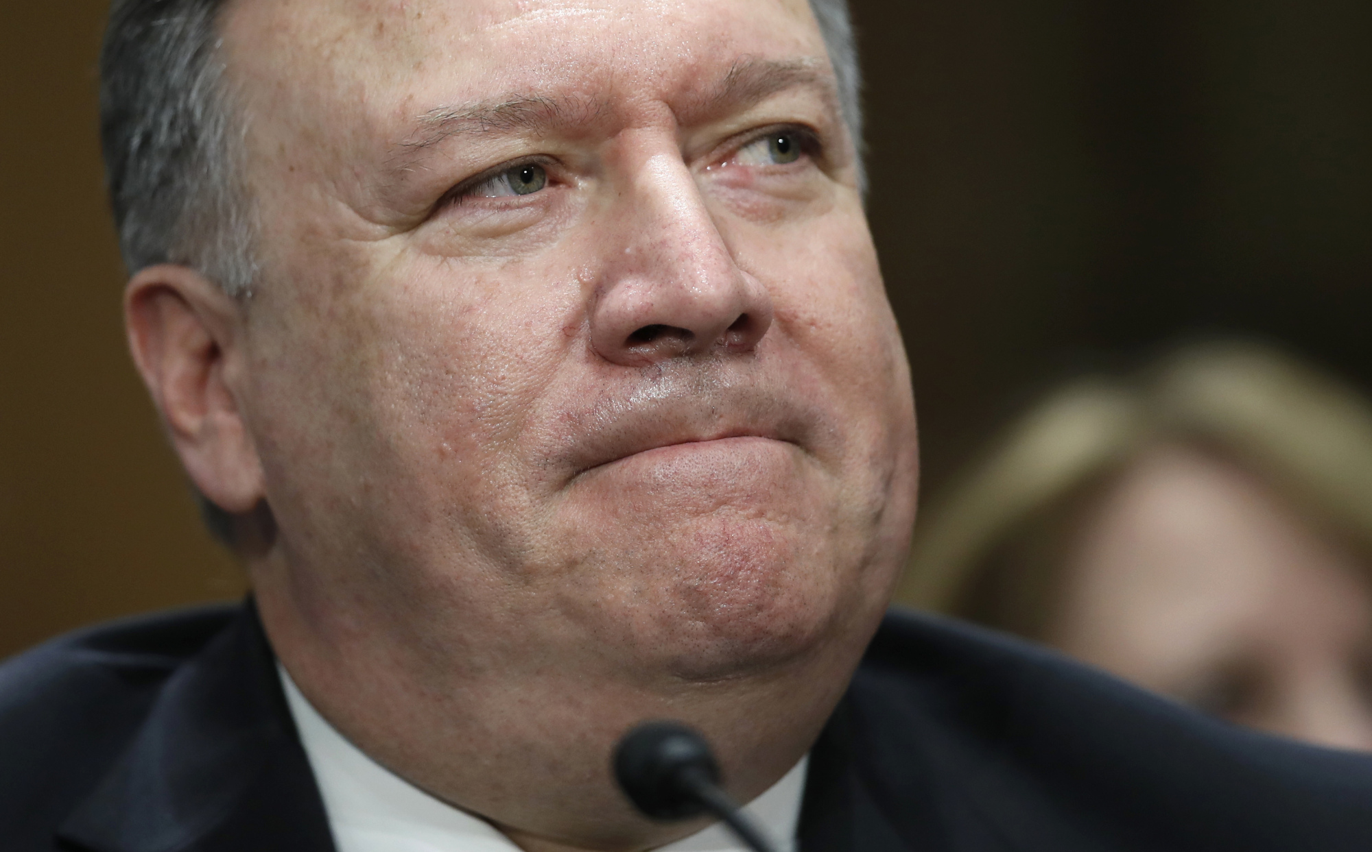 U.S. Secretary of State-designate Mike Pompeo pauses while speaking during the Senate Foreign Relations Committee confirmation hearing Thursday on Capitol Hill in Washington. | AP
