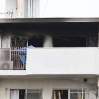 A fire which ripped through an apartment building on Saturday in Ibaraki, Osaka Prefecture, killed three people. | KYODO