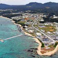 Sea walls are being constructed in the Henoko coastal area in Nago, Okinawa Prefecture. | KYODO