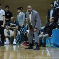 Timeout: Samir St. Clair, coach for the Saitama Broncos, attends a game at Higashi Itabashi Gymnasium in Tokyo. | COURTESY OF SAMIR ST. CLAIR
