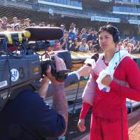 Shohei Ohtani speaks to the media after the Angels\' 7-4 win over the A\'s in Oakland, California, on Sunday. | USA TODAY / VIA REUTERS