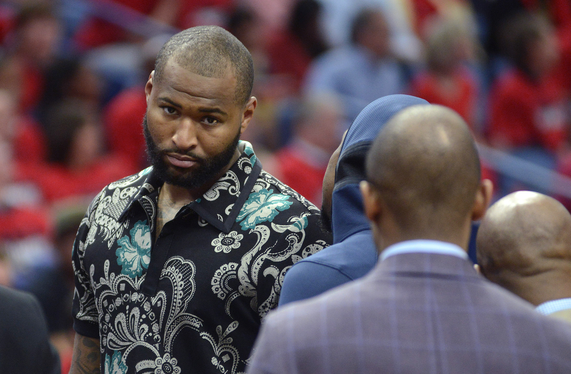 Injured Pelicans center DeMarcus Cousins has been sidelined since late January after rupturing his left Achilles tendon. | AP