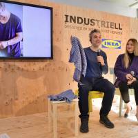 Dutch designer Piet Hein Eek (left) and Karin Gustavsson of IKEA Sweden anounced a new collection titled Industriell during a press conference at the Swedish Embassy on March 28. | YOSHIAKI MIURA