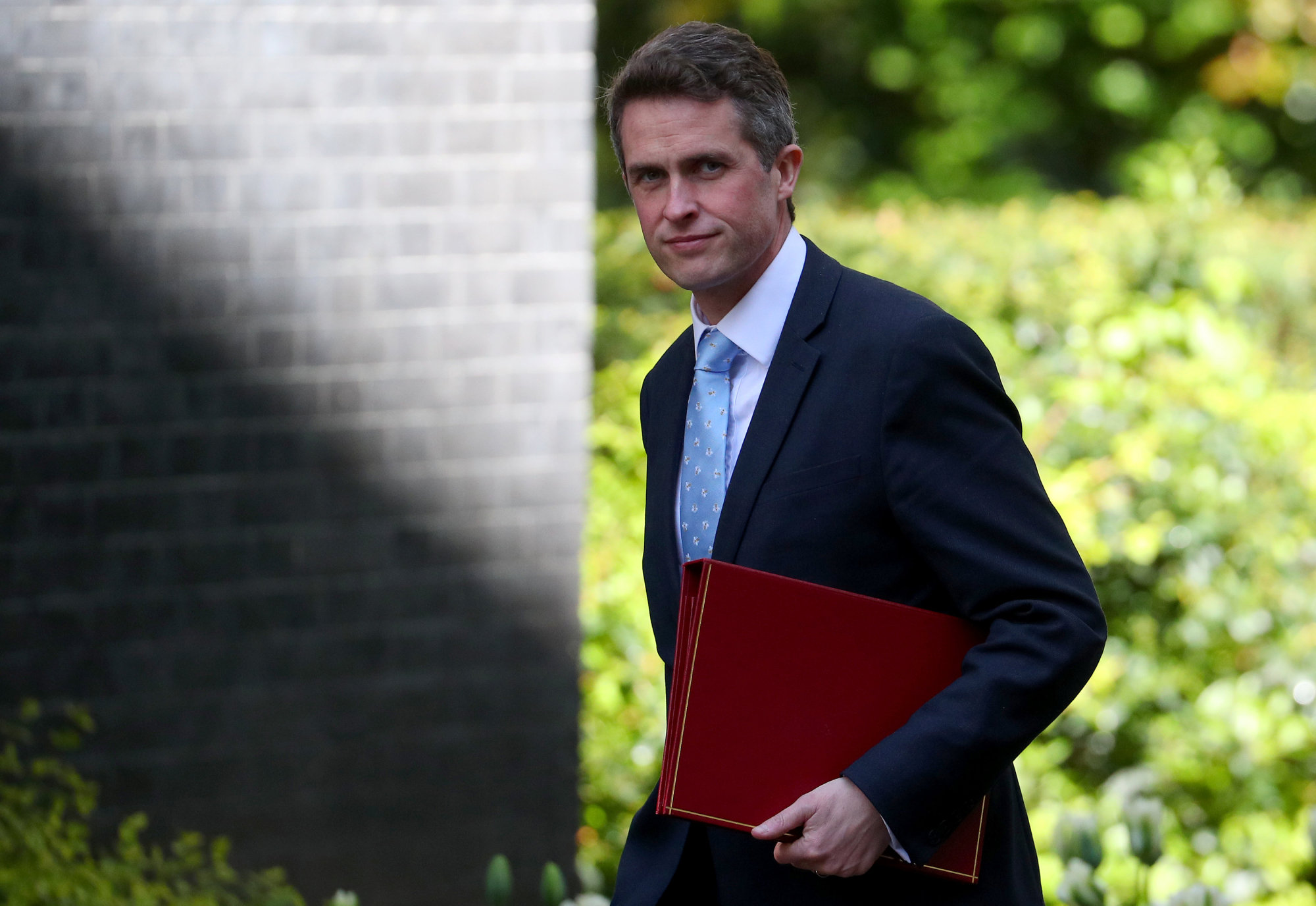 British secretary of state for defense, Gavin Williamson, arrives for a Brexit subcommittee meeting at Downing Street in London last Wednesday. | REUTERS